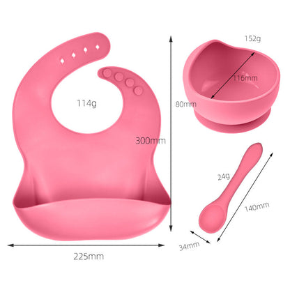 Silicone tableware set baby saliva pocket complementary food bowl children&