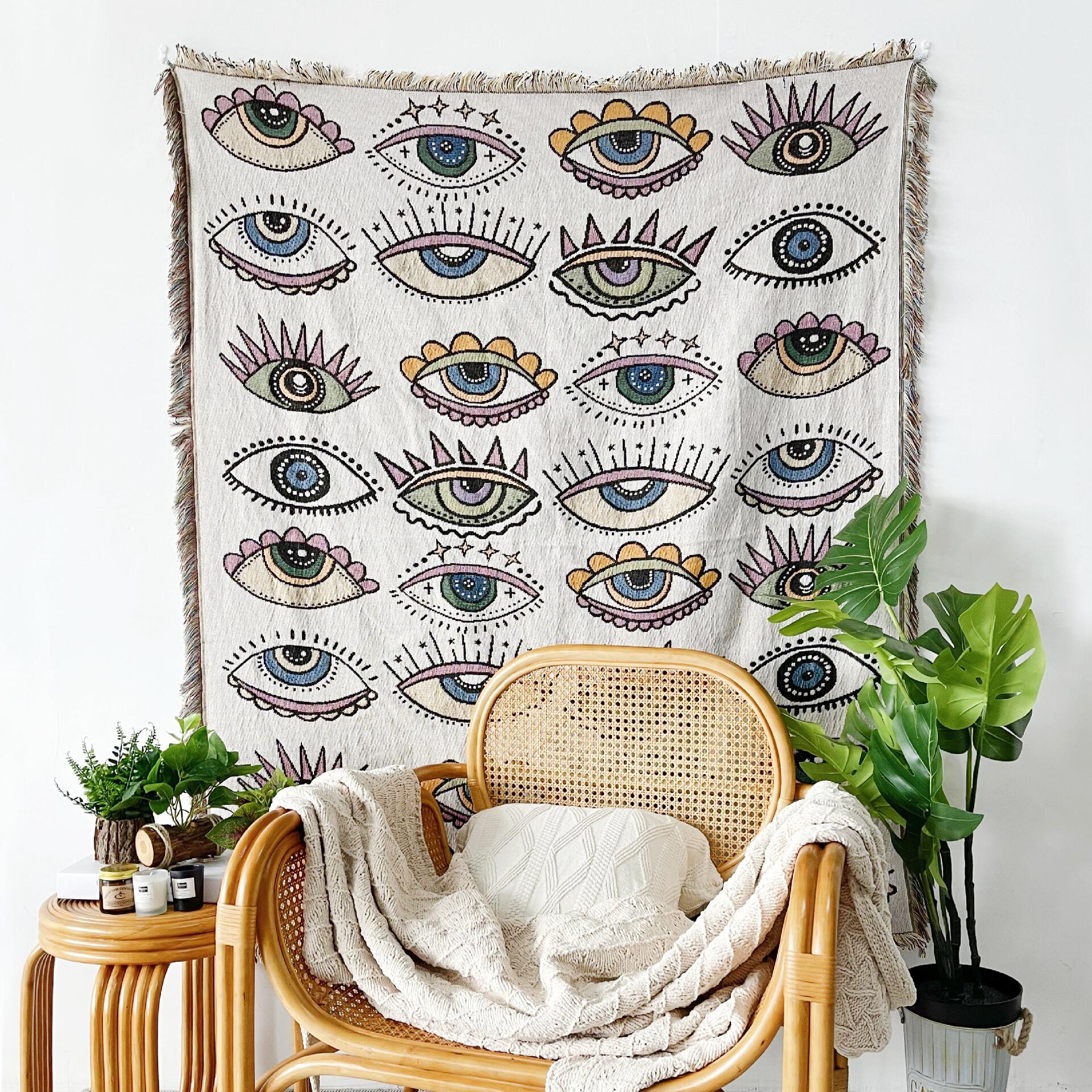 Evil Eye Beach Blanket Fashion Towel Camping Mat Picnic Rug Demon Eye Home sofa Throw Blanket Camp Tent Outdoor Deco
