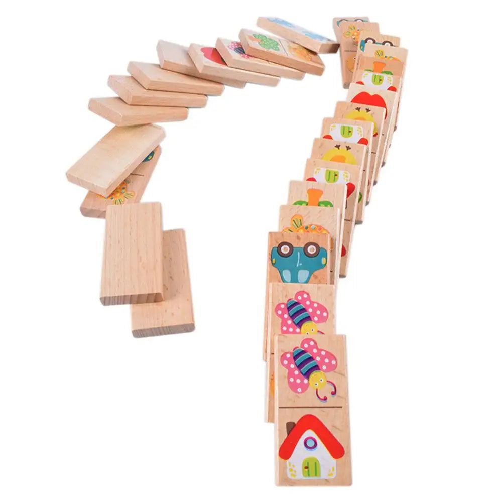 Garden Domino Puzzle Dragon Plate Beech Wood Building Blocks Children&