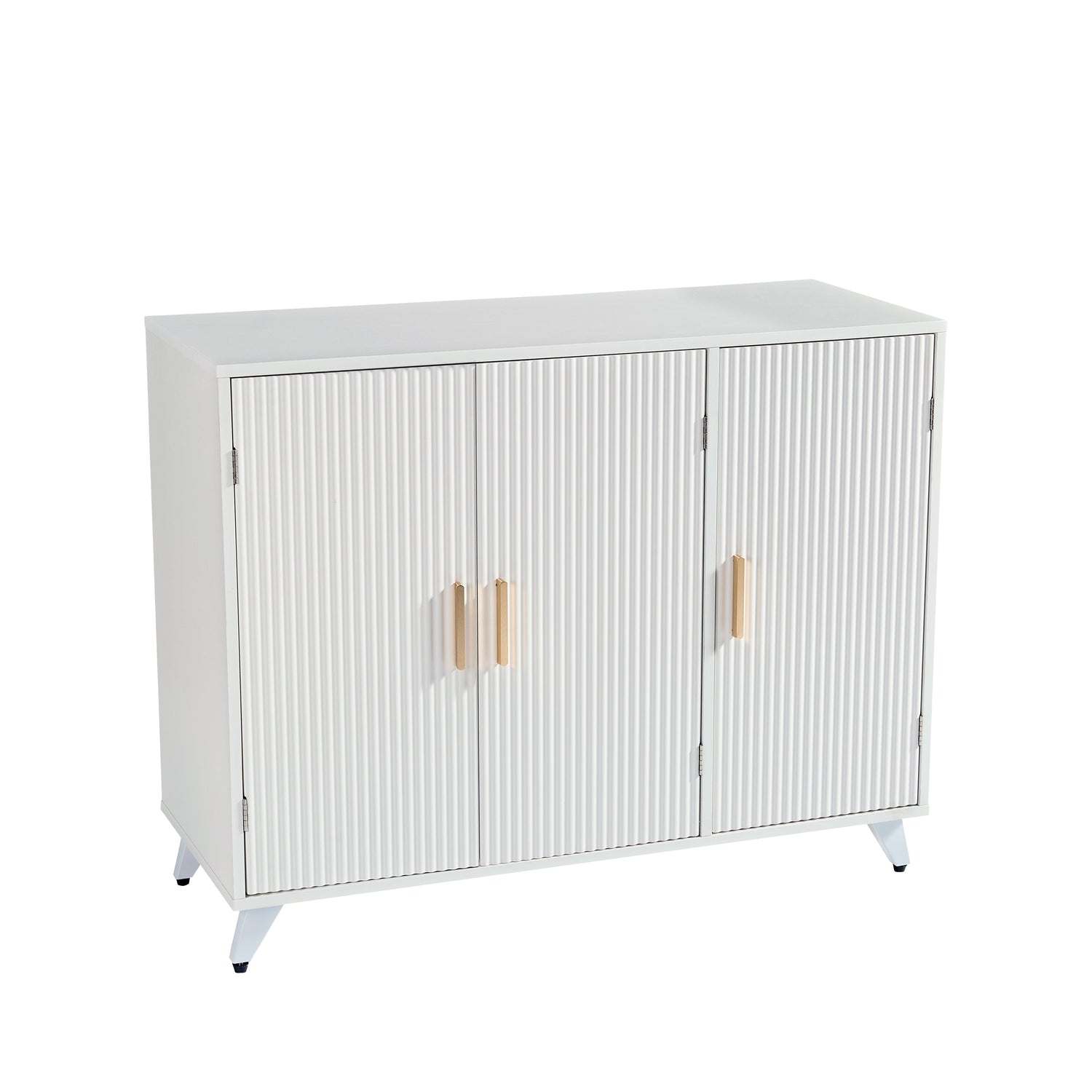 ideboard with wavy texture buffet cabinet, white accent cabinet with door, modern bookcase for kitchen living room