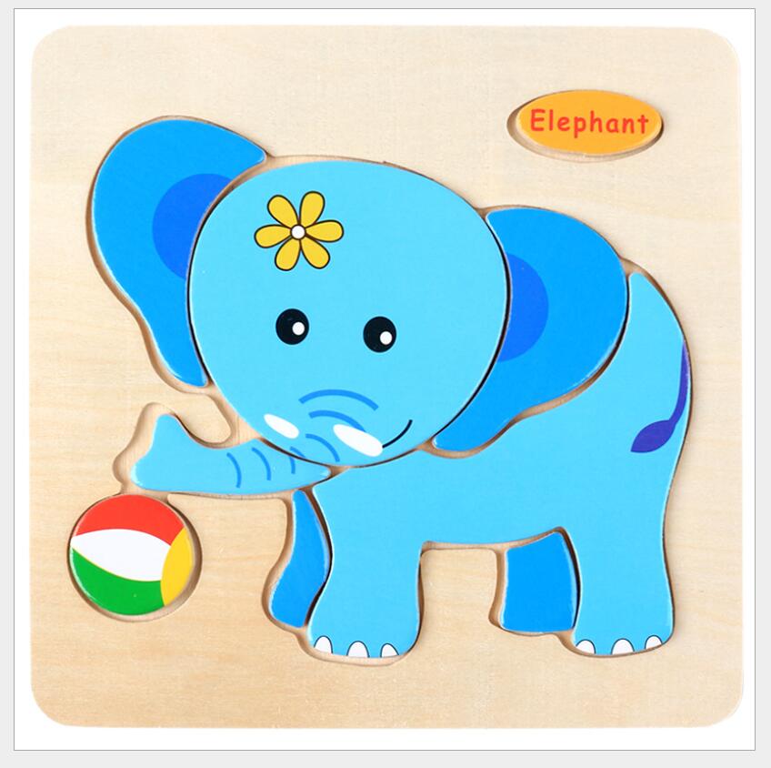 3D Puzzle Wooden Toys For Children Cartoon Animal Vehicle Wood Jigsaw Kids Baby Early Educational Learning Toy 