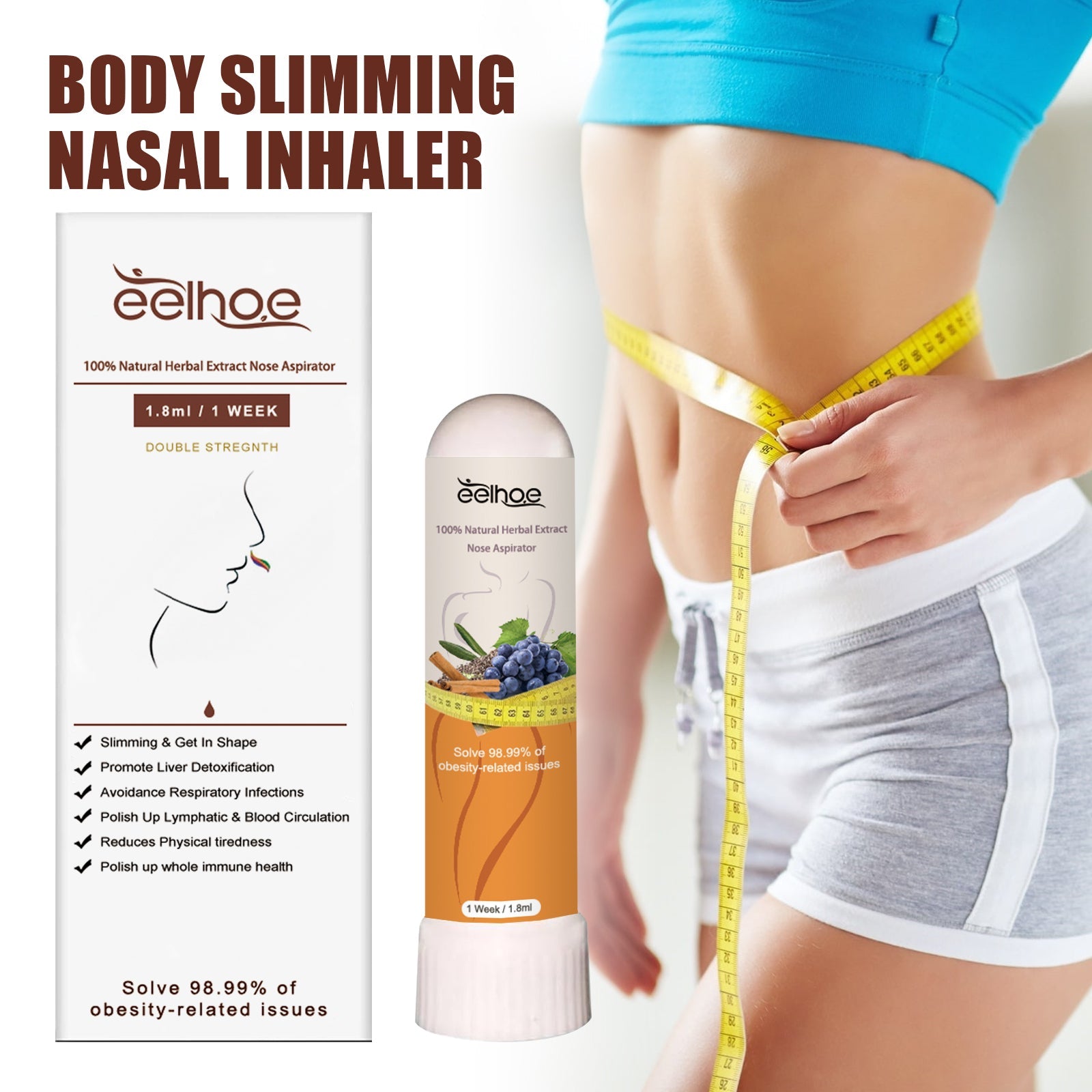 100% Natural Herbal Extract Nose Aspirator, Body Shaping Tight Skin Relieve Nasal Congestion Discomfort Portable Slimming Nasal Suction
