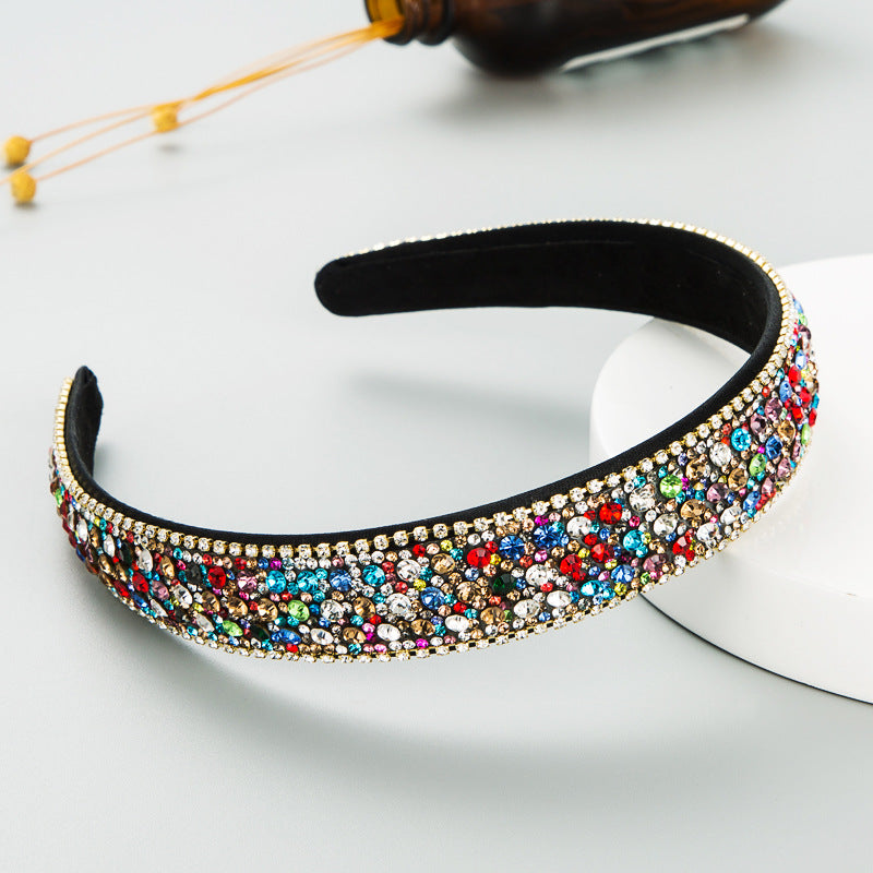 Korean Version Of The Same Trend Color Full Drill Non Slip Headband Women&