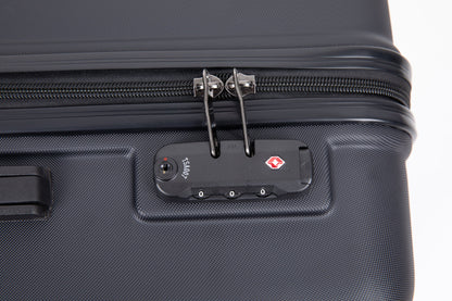 3 Piece Luggage Sets ABS Lightweight Suitcase with Two Hooks, Spinner Wheels, TSA Lock, (20/24/28) Black