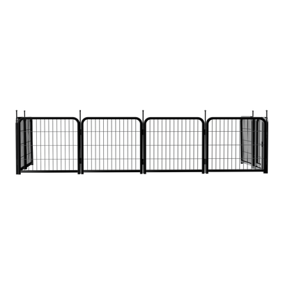 8-panel dog fence, 24 inch small dog pet fence, portable indoor pet game fence. Black, 22.2 inches wide x 23.6 inches high.