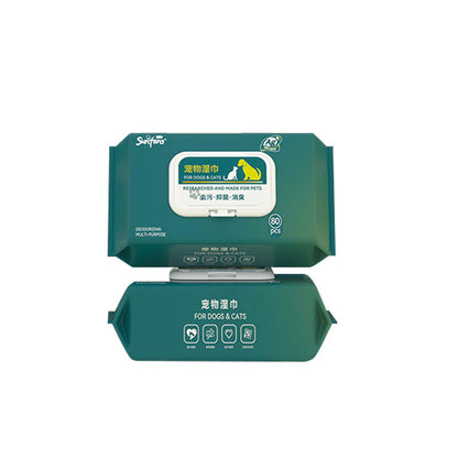 Pet Wet Wipes 80 Sheets Dog Cat Wet Tissues No Rinse Cleaning Eye Tear Stains Body Supplies Wet Tissues