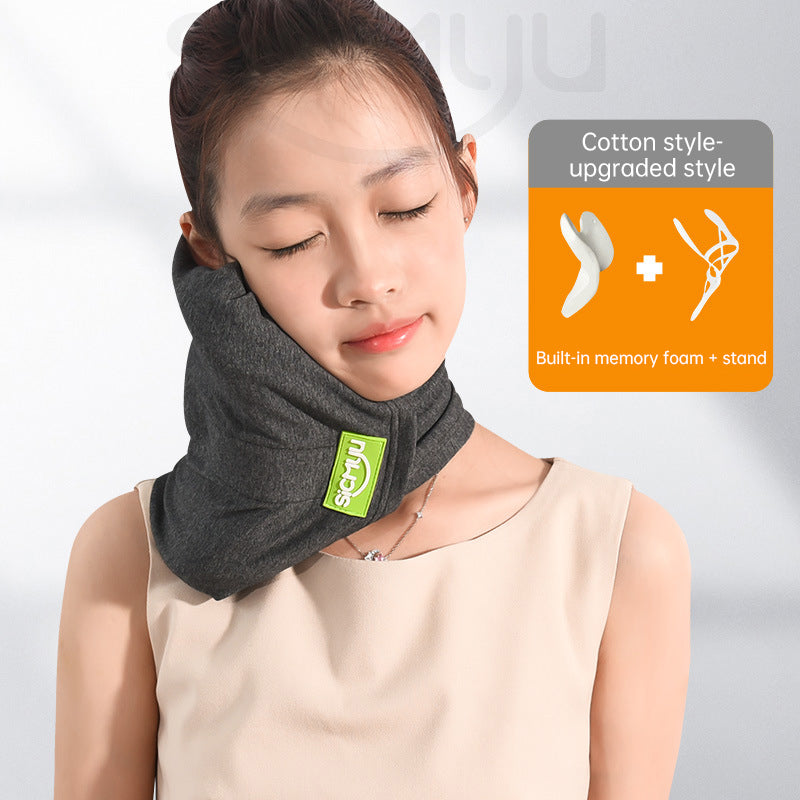 Memory Foam Travel Pillow for Plane, Train &amp; Car - Neck Support Cushion with Washable Cover, Ideal for Sleeping