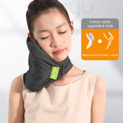 Memory Foam Travel Pillow for Plane, Train &amp; Car - Neck Support Cushion with Washable Cover, Ideal for Sleeping