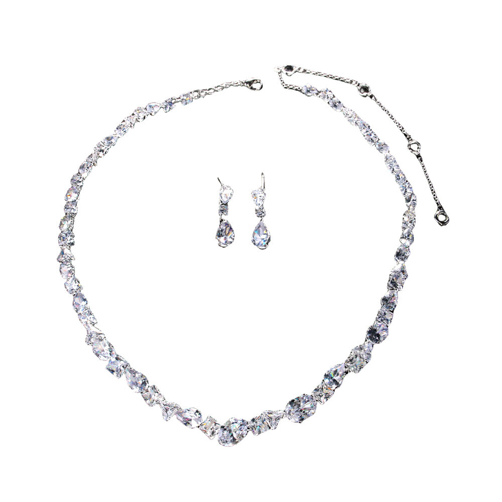 Simple necklace earring set bride&