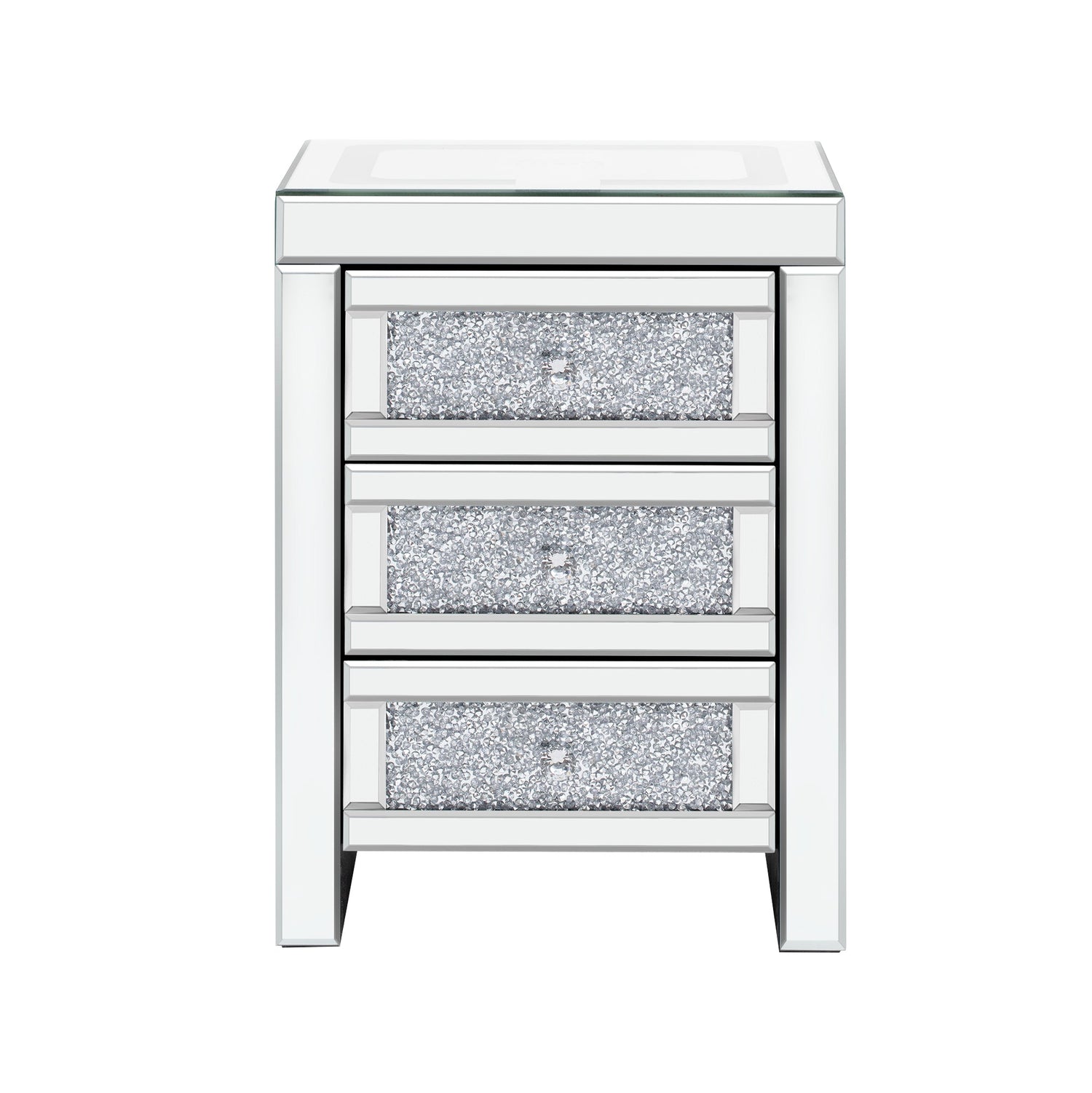U-Can 15.7 "W silver rectangular mirror coffee table with wireless and USB charging function, LED lights, crystal style handle