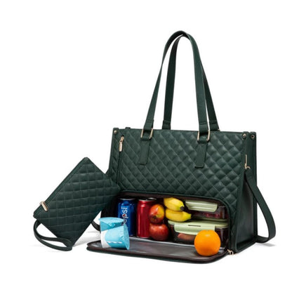 2-in-1 Travel Tote: Laptop &amp; Insulated Lunch Bag. Ideal for Business, Work, Nursing, Office, College, Casual Use