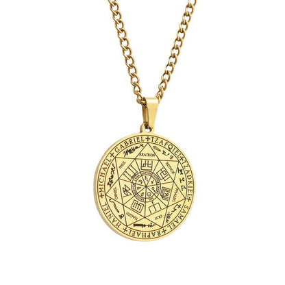 Stainless Steel Necklace Jewelry Seven Angels Magic Circle Pendant DIY Accessories Men&