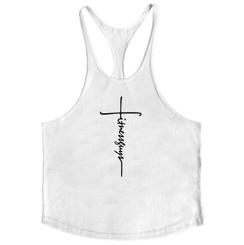 Pure cotton bodybuilding and fitness vest muscle men&