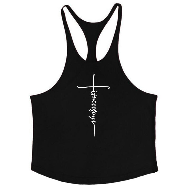 Pure cotton bodybuilding and fitness vest muscle men&