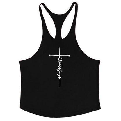 Pure cotton bodybuilding and fitness vest muscle men&