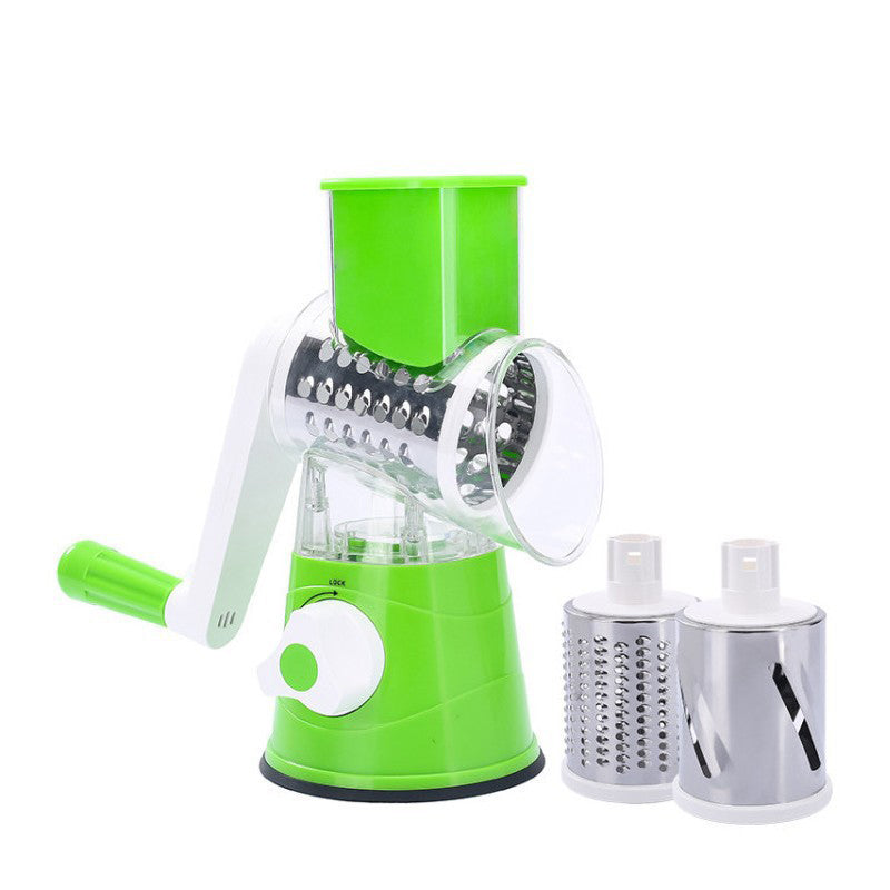 5-in-1 Cheese Grater: Gourmet, Rotary with Hand Crank, 10 Blades (3 Blades-C), for Cheese &amp; Vegetable Slicing.
