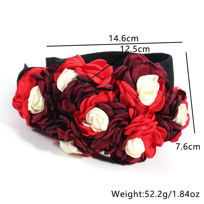 Handmade fabric side three-dimensional flower headband