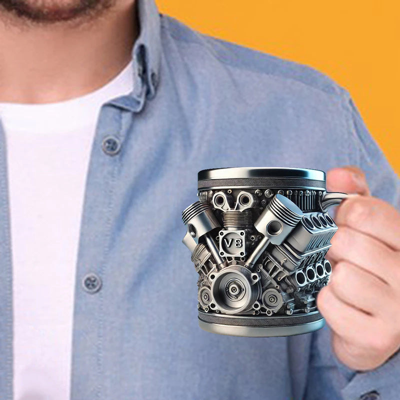 3D Engines - designed Stainless Steel Mug. Ideal for coffee/beer, a fun home &amp; office drinking accessory.