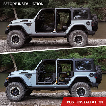 Jeep Tube Doors for Wrangler JL &amp; Gladiator JT (2018-2024) - 4-Pc Set w/Mirrors