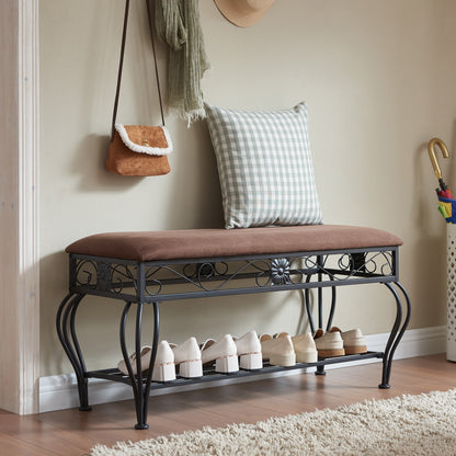 Shoe rack workbench for entrance, industrial workbench, rustic shoe rack for small spaces, padded entrance workbench
