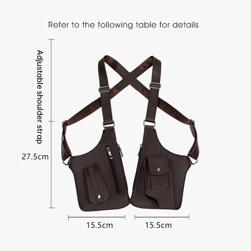 A medieval - style leather harness bag that is an anti - theft wallet, phone pouch, and suitable for men&