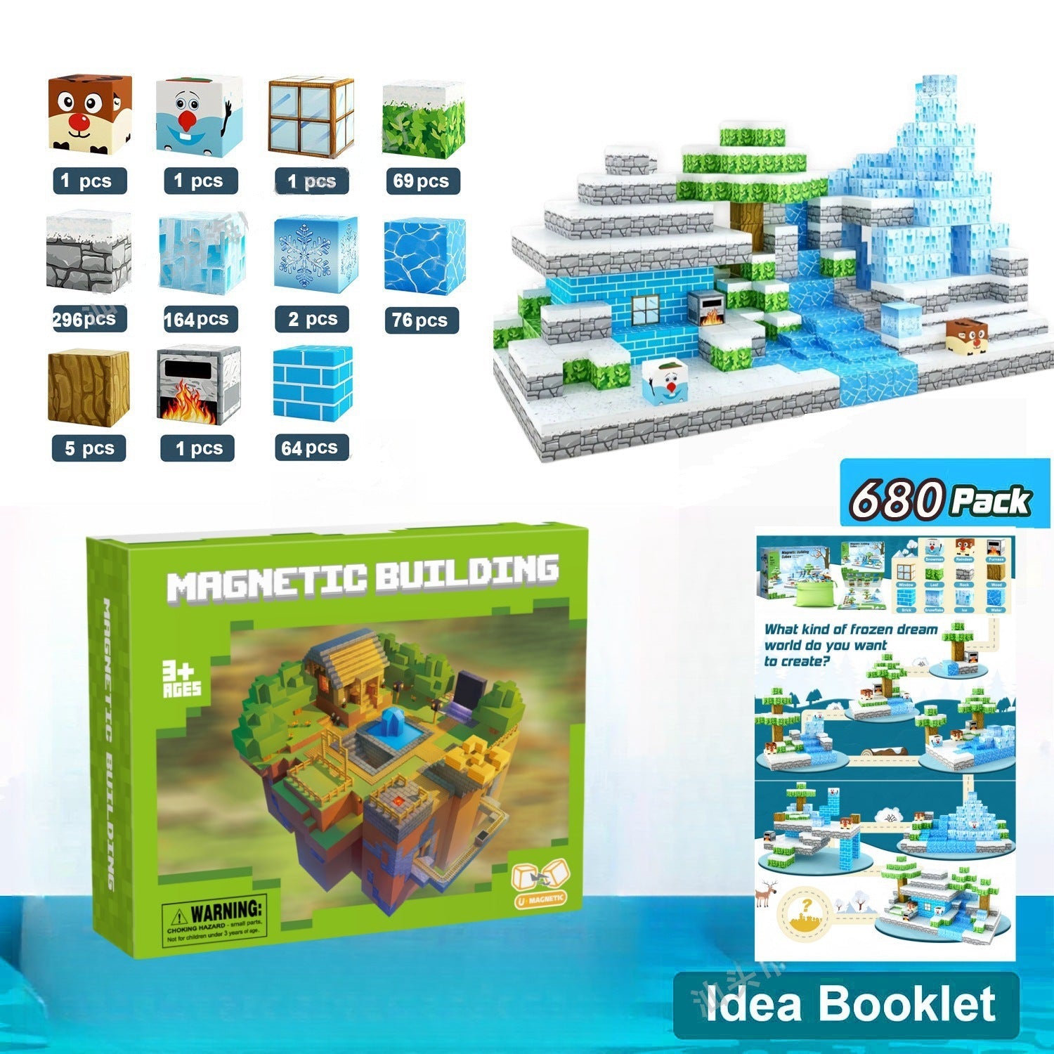 My Building World Magnetic Cube DIY Cherry Blossom Mountain Children&