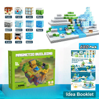 My Building World Magnetic Cube DIY Cherry Blossom Mountain Children&