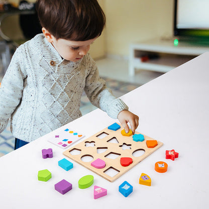 Wooden shape matching block box, children&