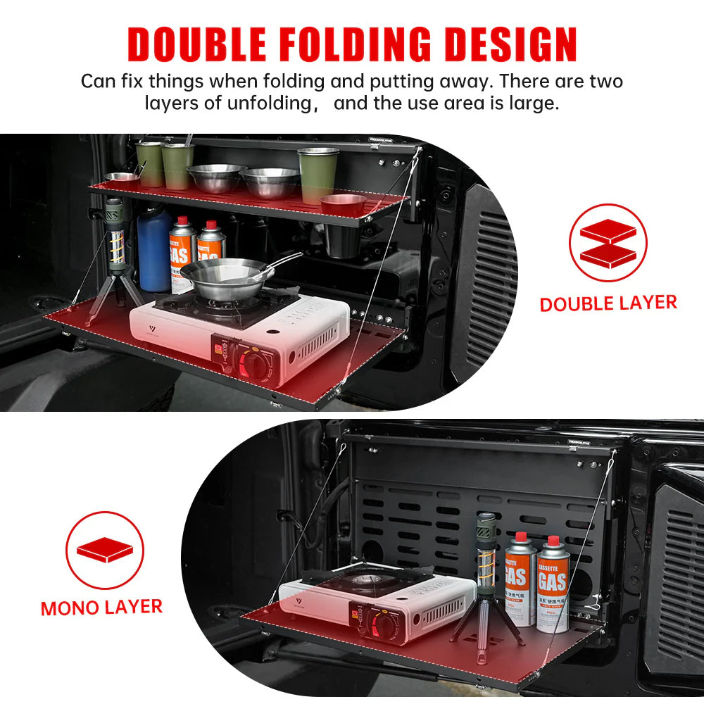 Tailgate Table &amp; MOLLE Panel For Ford Bronco(2021-2024) - 2-Tier Camping Rack