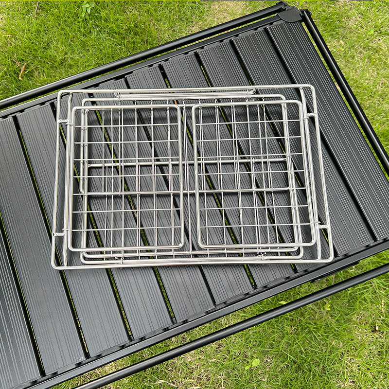 IGT Stainless Steel Folding Basket: Drain &amp; Wash, Ideal Camping Table Accessory.