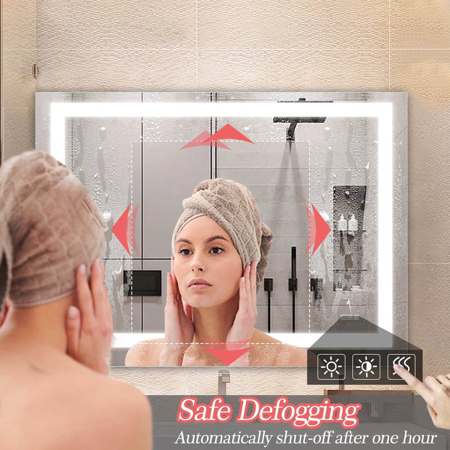 LED Bathroom Mirror 48x 36 Inch with lights, anti-Fog &amp; Dimming Led Bathroom Vanity Mirror