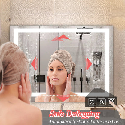 LED Bathroom Mirror 48x 36 Inch with lights, anti-Fog &amp; Dimming Led Bathroom Vanity Mirror