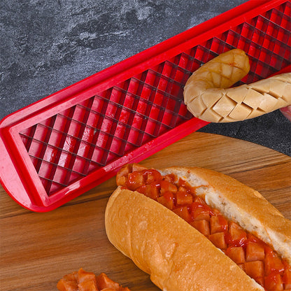 Cross - Groove Sausage &amp; Hot Dog Slicer: Precision Mesh, Ideal Kitchen Accessory.
