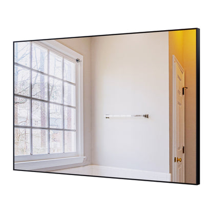 36x24 inch modern black bathroom mirror with aluminum frame decorative wall mirror suitable for living room, bedroom