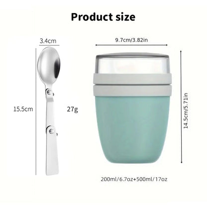 Portable Yogurt Cereal Cups with Lids. Ideal for Overnight Oats, DIY Salads &amp; Parfaits. Great for Breakfast or Lunch