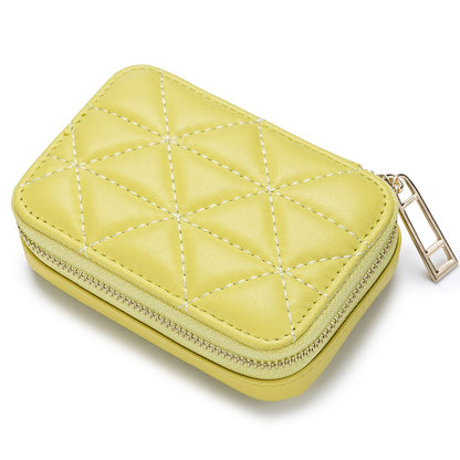 Portable Lipstick Case with Mirror Brand Design Genuine Leather Cosmetic Bag Pouch Ladies Cosmetics Organizer Pouch Box Wallet