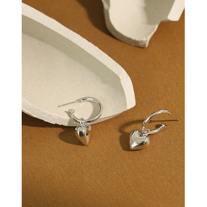 Simple temperament love heart-shaped pendant earrings women&