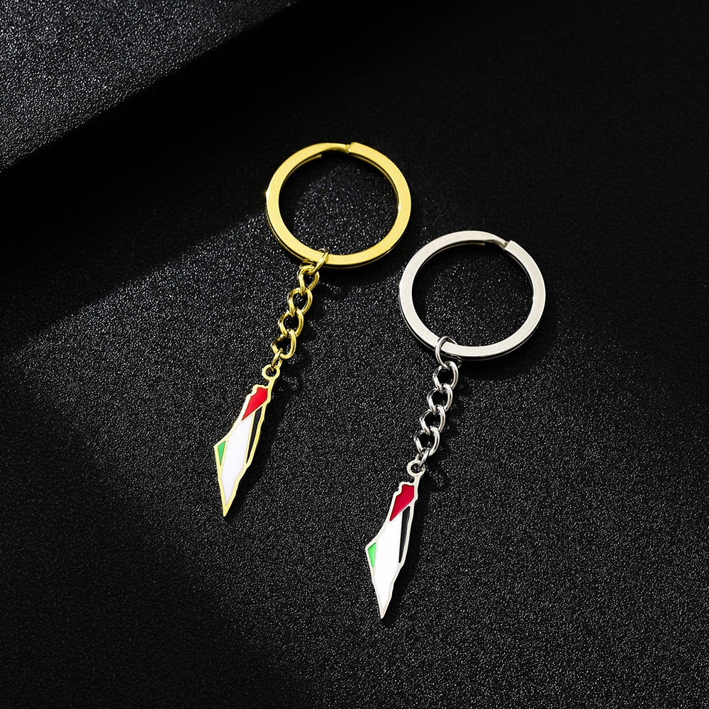 Palestine Israel Map Flag Keychain Accessories Decoration Men&