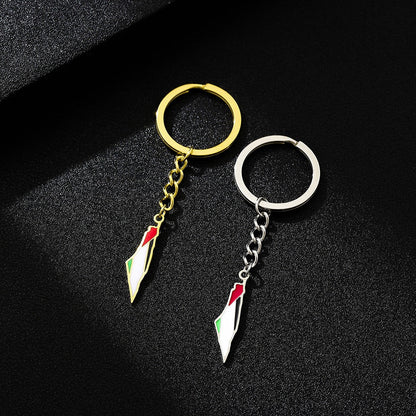 Palestine Israel Map Flag Keychain Accessories Decoration Men&