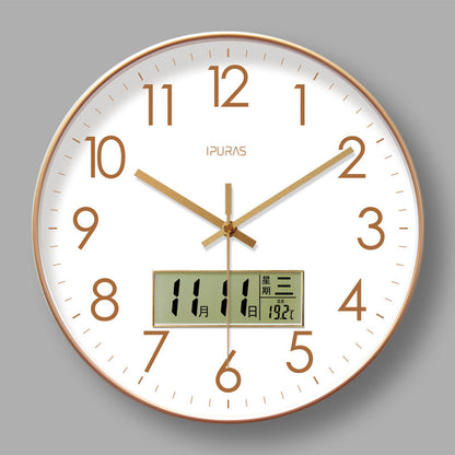 2025 New 10/12/14 - inch Electronic Calendar Wall Clock. Monitors temp &amp; humidity. Dual - display. Mute. Quartz movement.