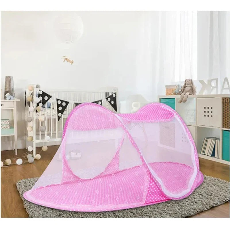 Folding mosquito net with sleeping pad pillow mosquito net bed three piece set music 0-3 year old children&