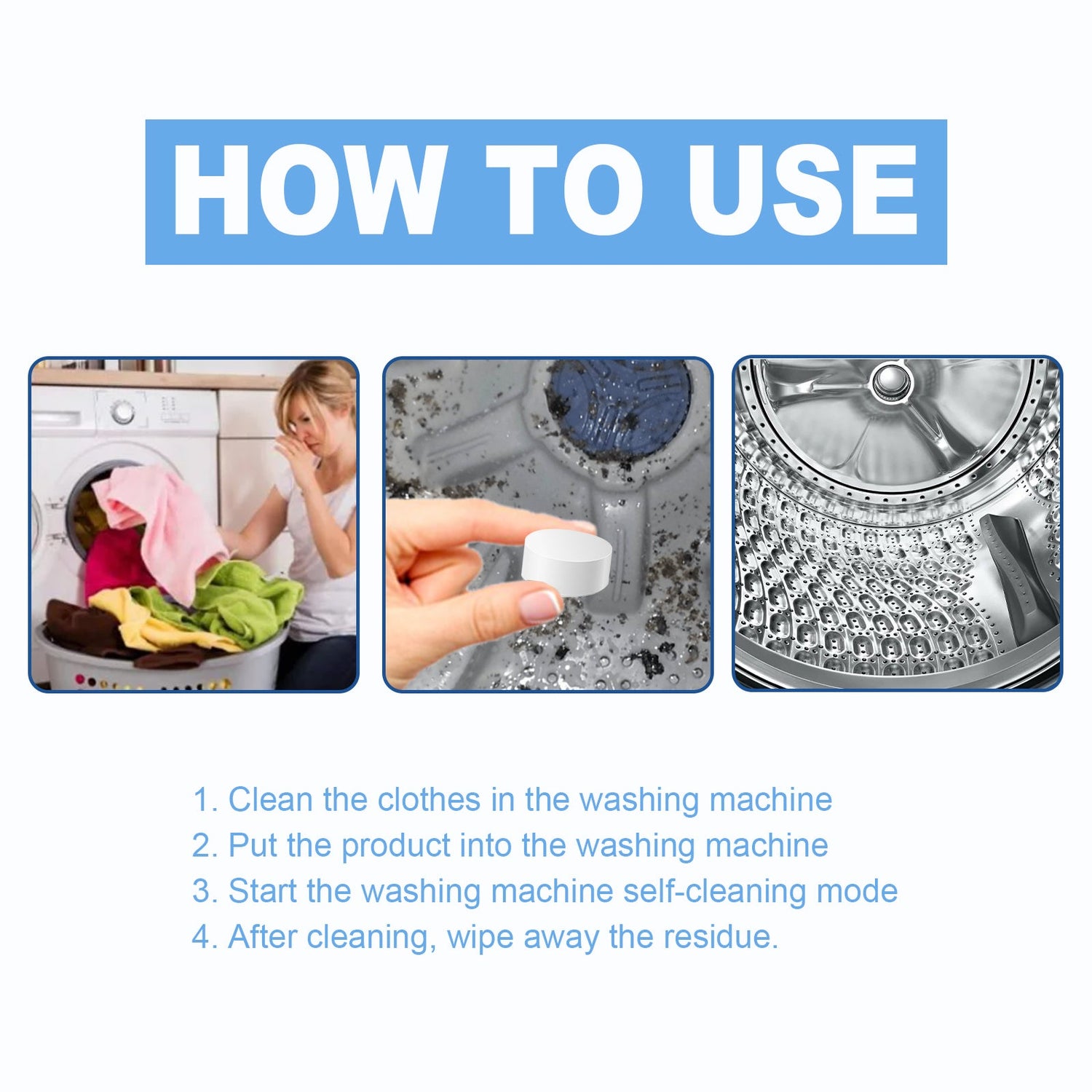 Washing Machine Cleaning Tablets, Washing Machine Slot Automatic Drum Cleaning Dirt And Odor Cleaning Tablets