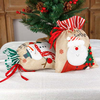 Christmas decorations, burlap gift bags, candy bags, apple bags, cartoon Christmas gift bags