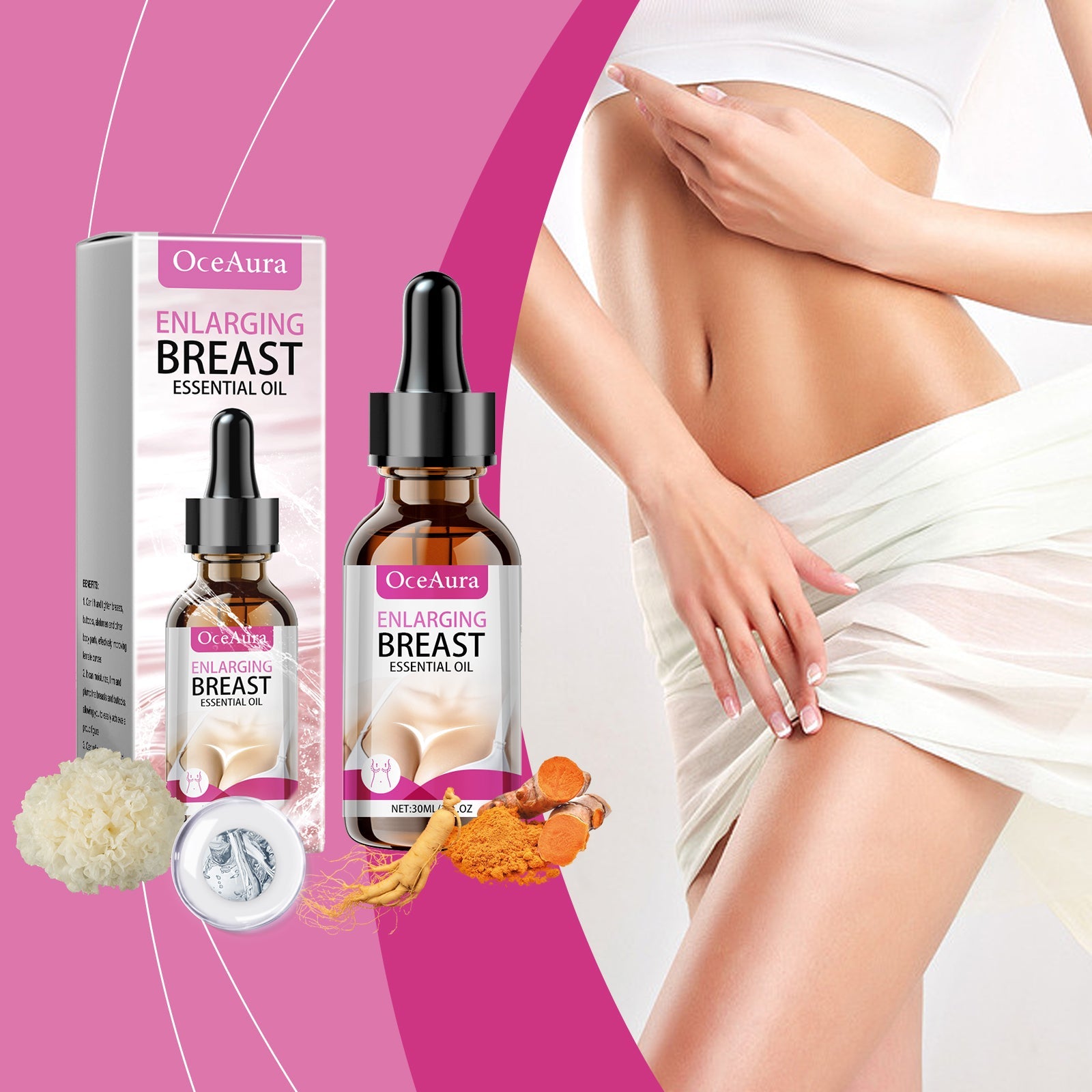 Oceaura Collagen Body Essential Oil Volumizing Lift Chest And Butt Firming Body Sculpting Massage Oil
