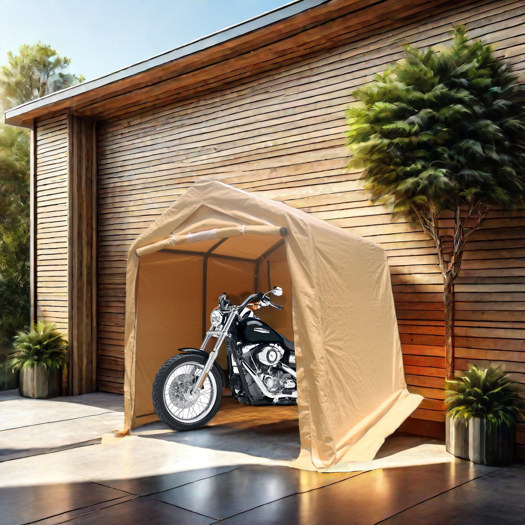7x8 ft Outdoor Portable Gazebo Storage Shelter Shed with 2 Roll up Zipper Doors &amp; Vents Carport