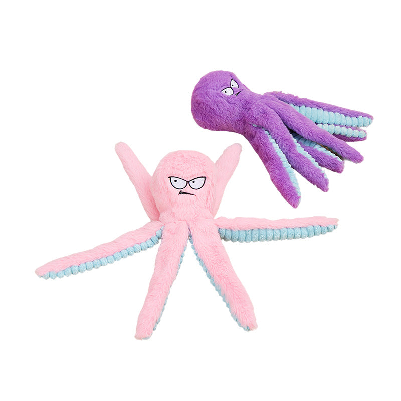 Octopus - shaped indestructible plush dog toy, squeaky &amp; bite - resistant, pet toy supplies