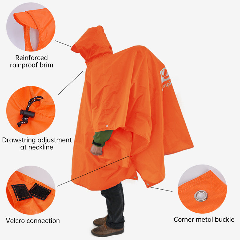 3 - in - 1 Waterproof Rain Poncho for Outdoor Use: Motorcycle, Camping, Hiking &amp; Travel