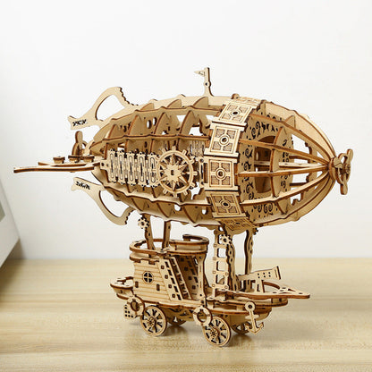 3D creative three-dimensional puzzle manual DIY wooden airship assembly tabletop decoration model children&