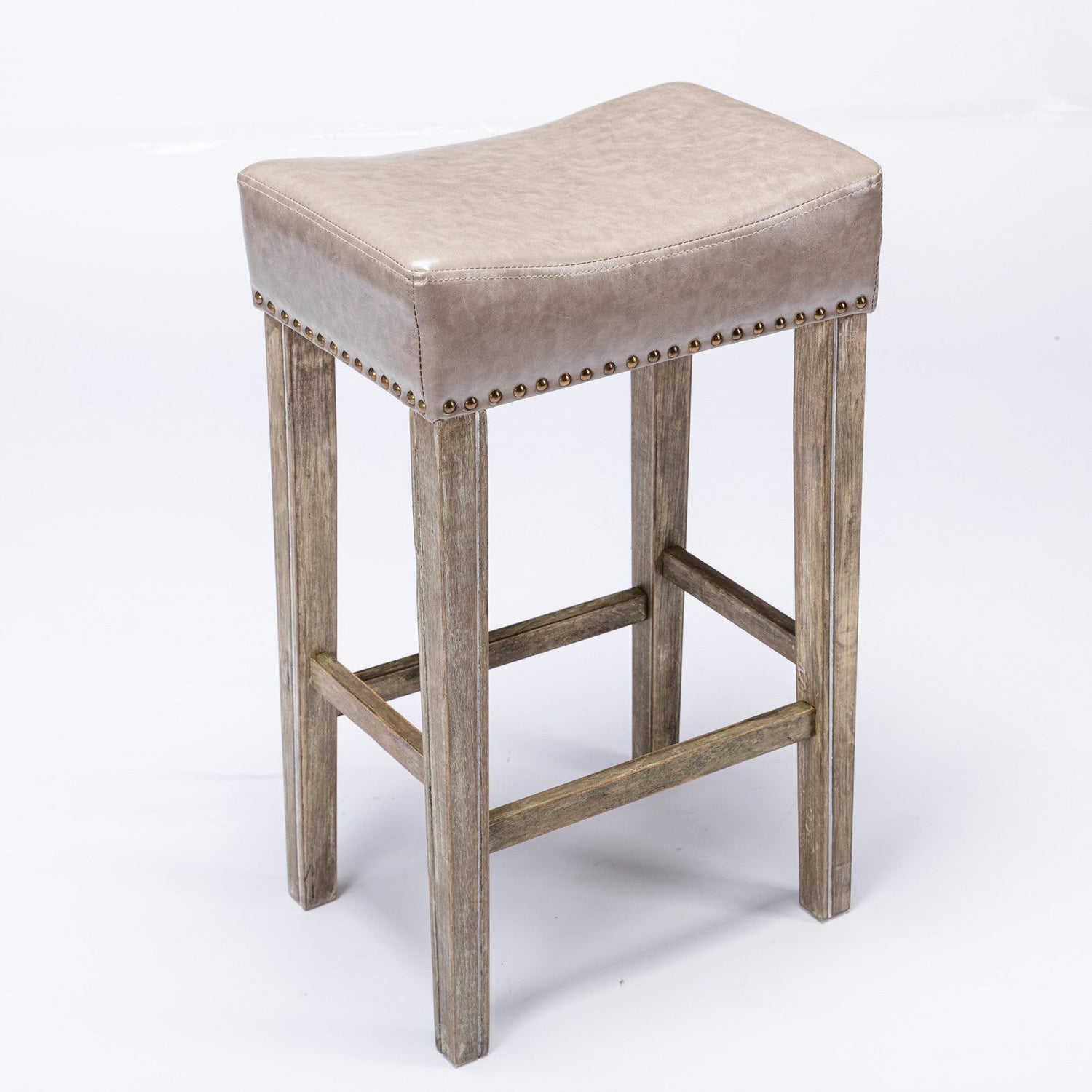 Counter Height 29" Bar Stools for Kitchen Counter Backless Faux Leather Stools Farmhouse Island Chairs (29 Inch Gray Set of 2)