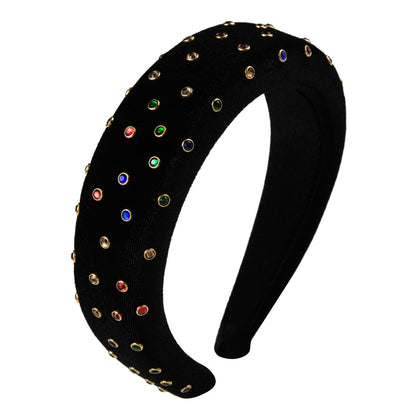 Thickened Sponge Gold Velvet Cloth Headband Female Ins Style Bag Cloth Wide-Brimmed Headband Catwalk Hair Accessories